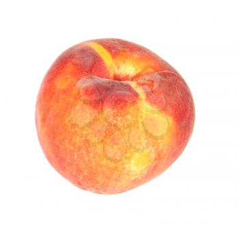 ripe yellow peach isolated on white background                               