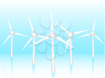 Royalty Free Clipart Image of Wind Turbines