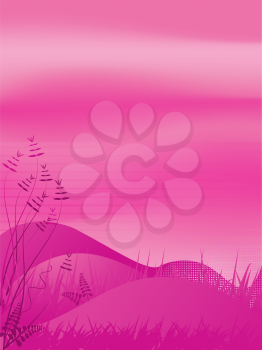 Royalty Free Clipart Image of an Abstract Pink Landscape