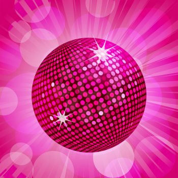Royalty Free Clipart Image of a Sparkly Pink Disco Ball