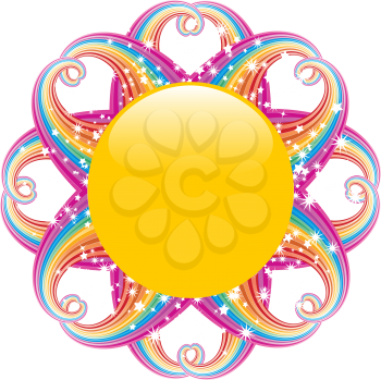 Royalty Free Clipart Image of a Rainbow Sun