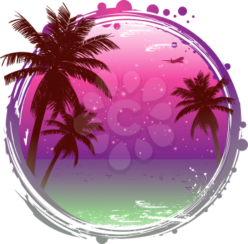 Royalty Free Clipart Image of an Abstract Tropical sunset Background 