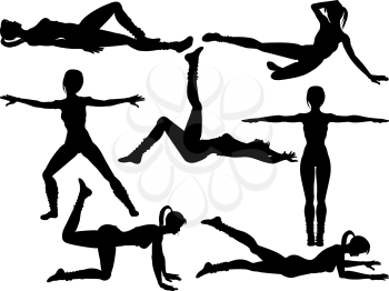 Royalty Free Clipart Image of Women Doing Aerobics