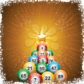 Royalty Free Clipart Image of Lottery Balls in the Shape of a Christmas Tree