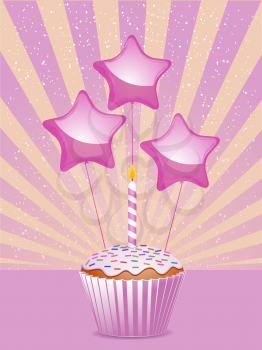 Royalty Free Clipart Image of  a Birthday Cupcake