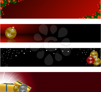 Royalty Free Clipart Image of a Set of Christmas Banners