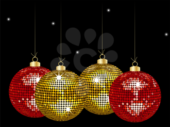 Royalty Free Clipart Image of Christmas Disco Ornaments