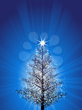 Royalty Free Clipart Image of a Sparkling Christmas Tree