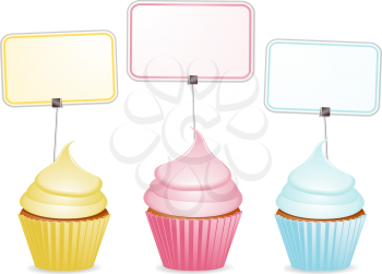 Royalty Free Clipart Image of Cupcakes an Labels
