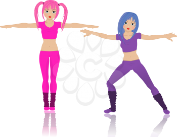 Royalty Free Clipart Image of Women Exercising
