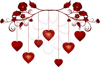Royalty Free Clipart Image of a Sparkling Valentines Flourish