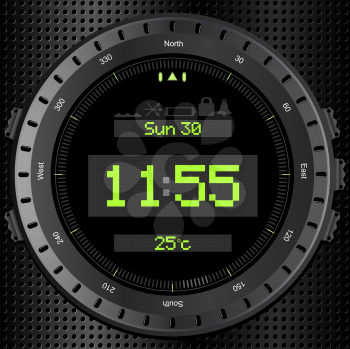 Royalty Free Clipart Image of a Black Digital Watch