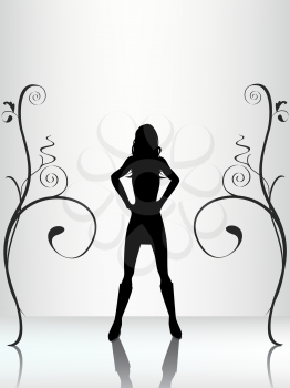 Royalty Free Clipart Image of a Silhouette of a Female