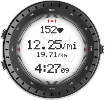 Royalty Free Clipart Image of a Digital Fitness Watch With a Heart Rate Monitor