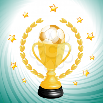 Royalty Free Clipart Image of a Gold Football Trophy 