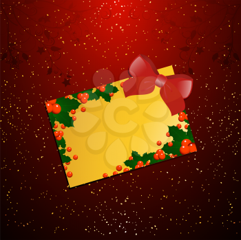 Royalty Free Clipart Image of a Christmas Gift Label With a Holly Design