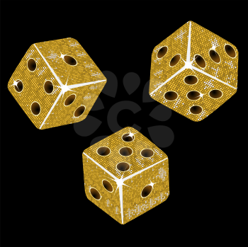 Royalty Free Clipart Image of Gold Mosaic Dice