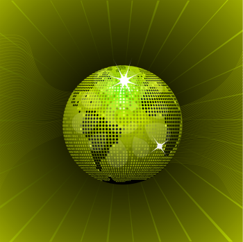 Royalty Free Clipart Image of a Green Mosaic Globe