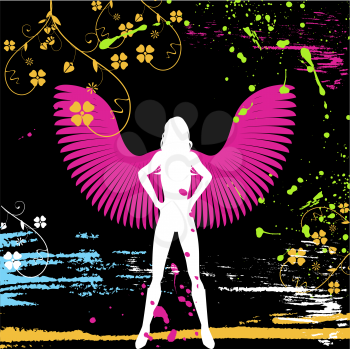 Royalty Free Clipart Image of an Abstract Angel Illustration
