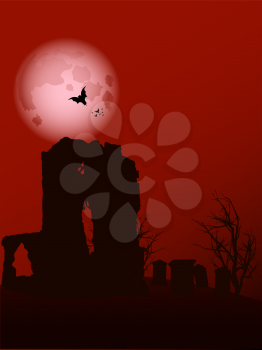 Royalty Free Clipart Image of a Halloween Landscape