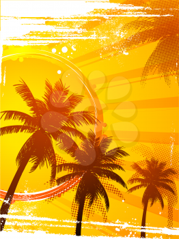 Royalty Free Clipart Image of Abstract Tropical Sunset
