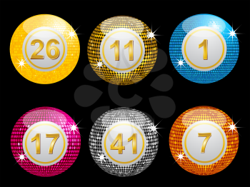 Royalty Free Clipart Image of Sparkling Lottery Disco Balls