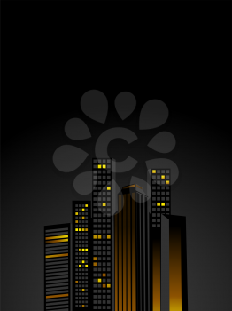 Royalty Free Clipart Image of a Night Skyline