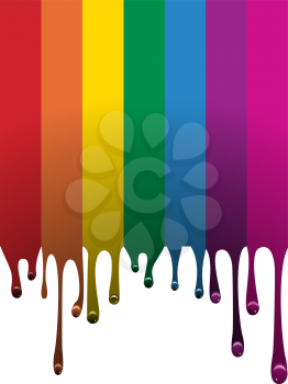 Royalty Free Clipart Image of an Abstract Background With Running Rainbow Paint Stripes
