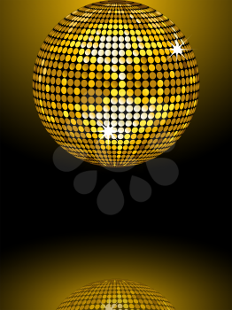 Royalty Free Clipart Image of a Gold Disco Ball