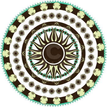 Royalty Free Clipart Image of a Retro Floral Sun