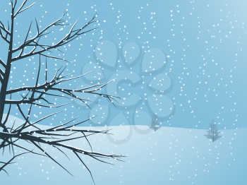 Royalty Free Clipart Image of a Snowy Winter Landscape