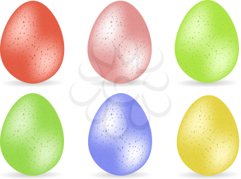 Royalty Free Clipart Image of a Set of Speckled Easter Eggs