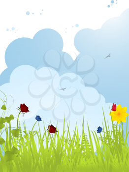 Royalty Free Clipart Image of a Spring Landscape 