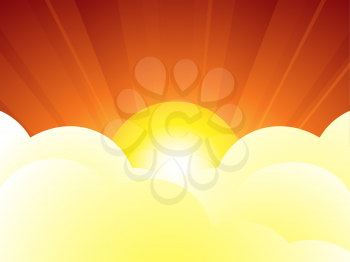 Royalty Free Clipart Image of a Sunset Sky With Clouds