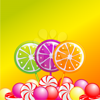 Royalty Free Clipart Image of Candy and Lollipops