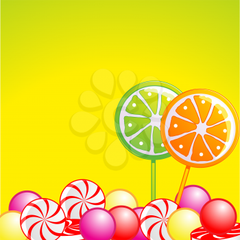 Royalty Free Clipart Image of Candy and Lollipops