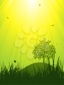 Royalty Free Clipart Image of a Summer Landscape