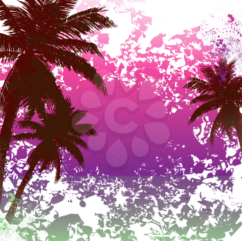 Royalty Free Clipart Image of a Grunge Tropical Background