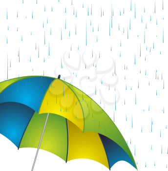 Royalty Free Clipart Image of an Umbrella in a Rainstorm