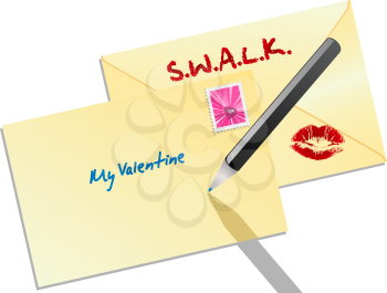 Royalty Free Clipart Image of a Valentine in an Envelope