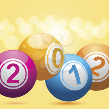 3d new year bingo balls on an orange background