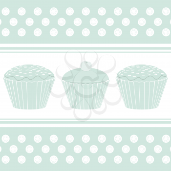 cupcakes on a blue polka-dot background