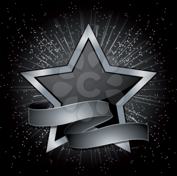 Black and silver star with silver banner