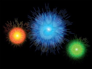 glowing fireworks on a black background