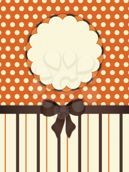 Retro style background in orange and brown with 3d flower border