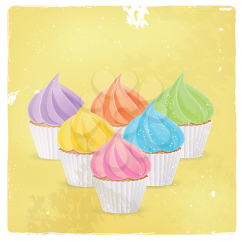 Cupcakes on a Retro Style Distressed Background