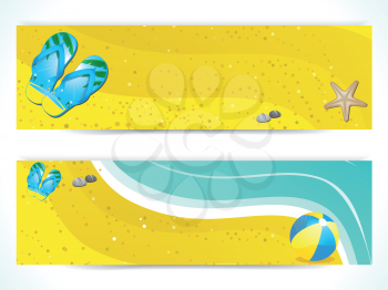 Summer Banners with Beach, Flip flops, Star Fish and Beach Ball