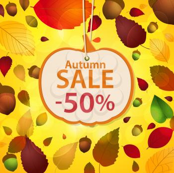 Royalty Free Clipart Image of an Autumn Sale Background