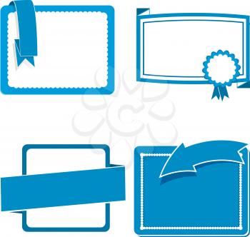 Set of message cards and banners in blue and white