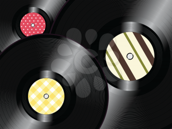 Vinyl Records with Vintage Inner Label Background